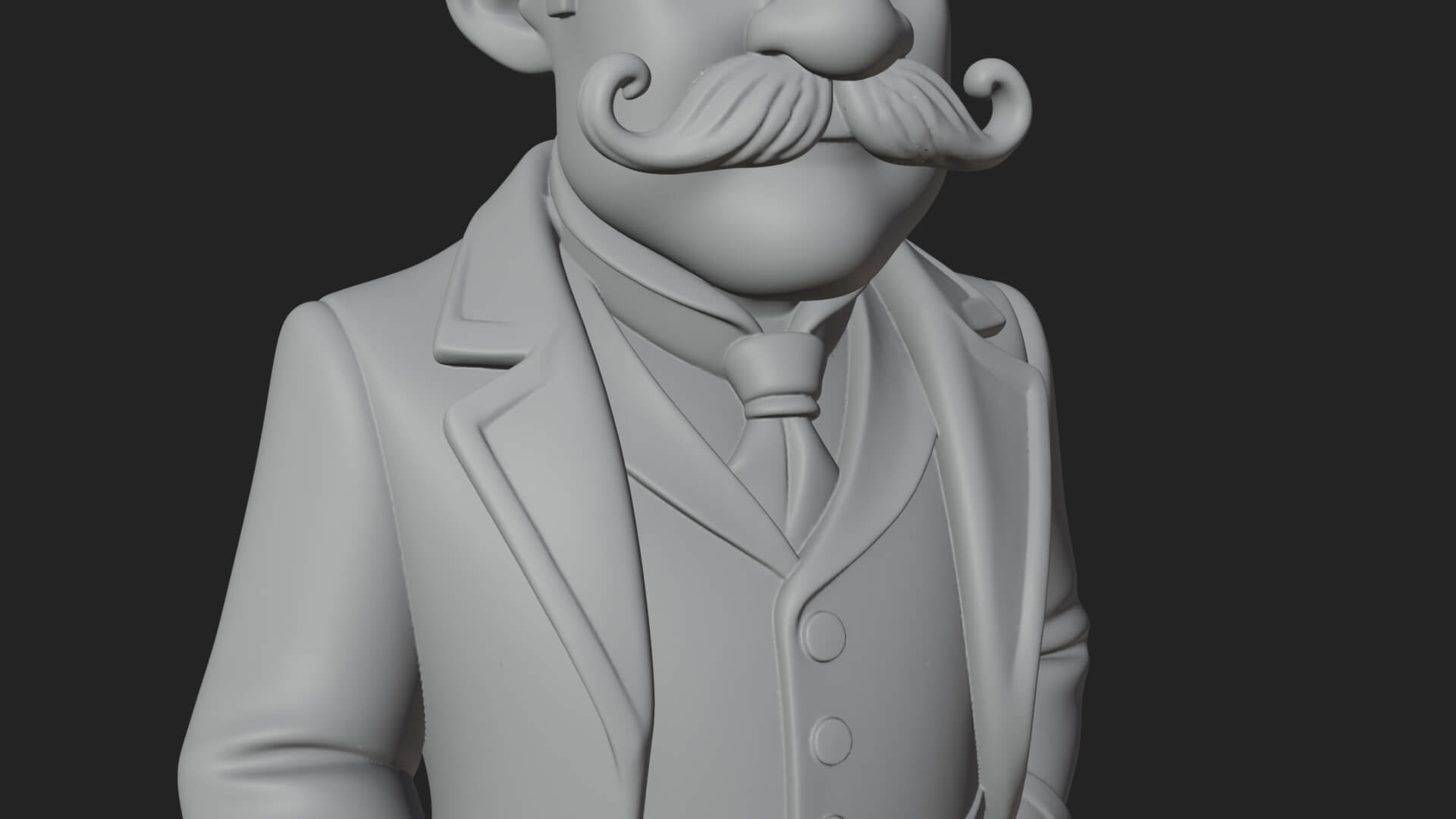 Top Hat Gentleman Statue Design 3 3D Print Model 3D Model