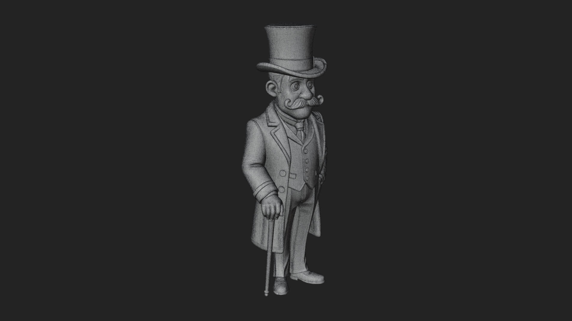 Top Hat Gentleman Statue Design 3 3D Print Model 3D Model