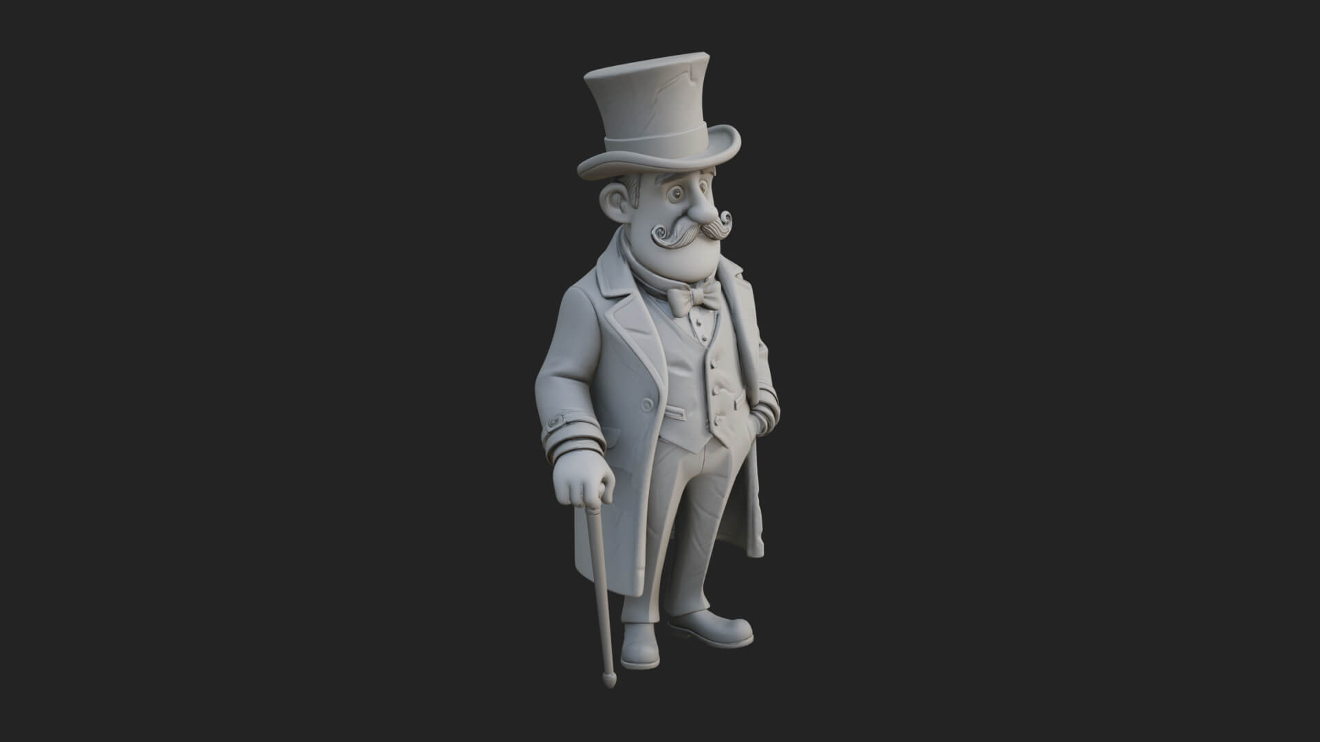 Top Hat Gentleman Statue Design 4 3D Print Model 3D Model