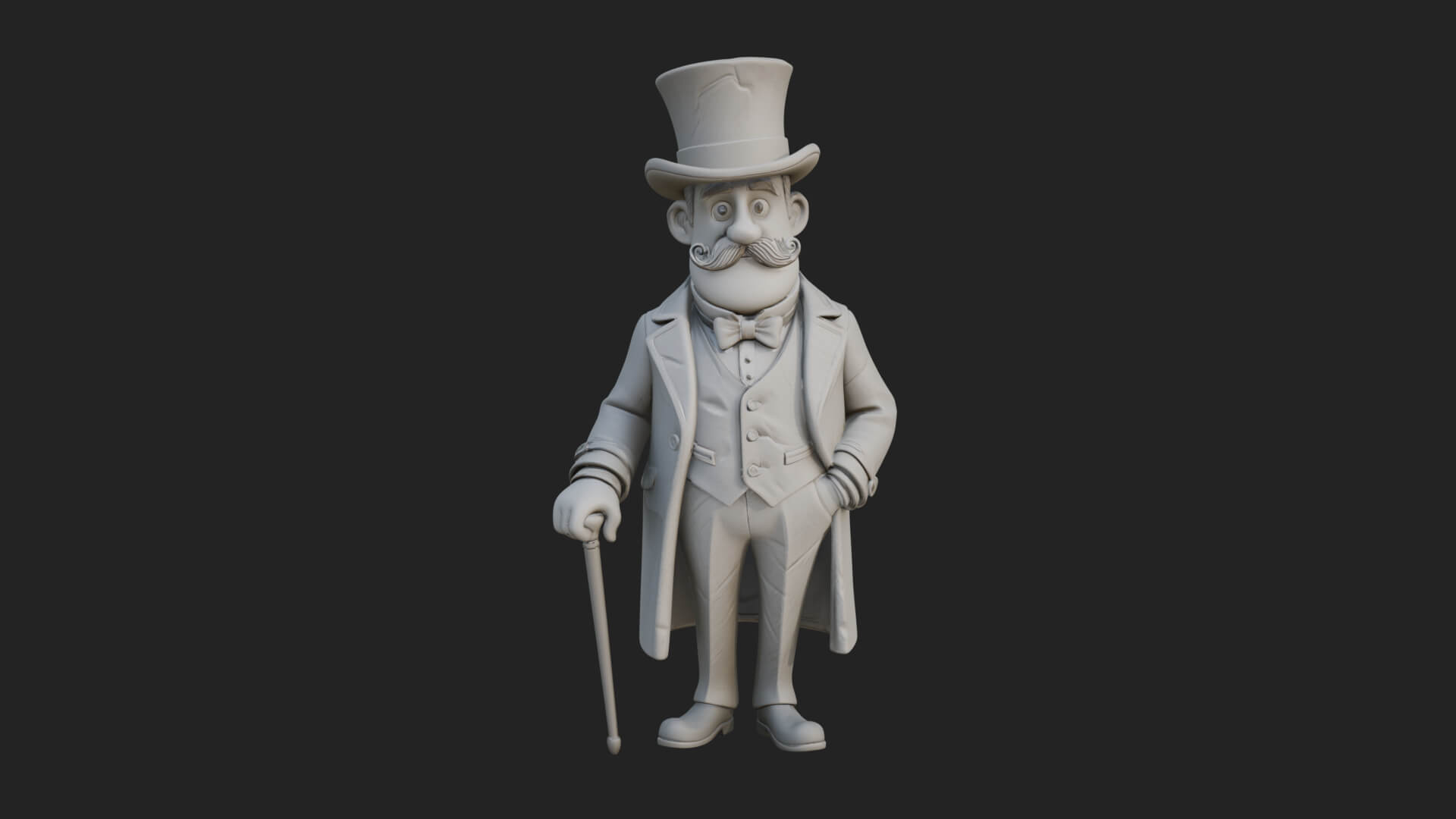 Top Hat Gentleman Statue Design 4 3D Print Model 3D Model