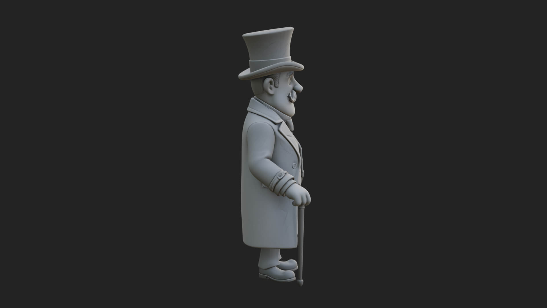 Top Hat Gentleman Statue Design 4 3D Print Model 3D Model
