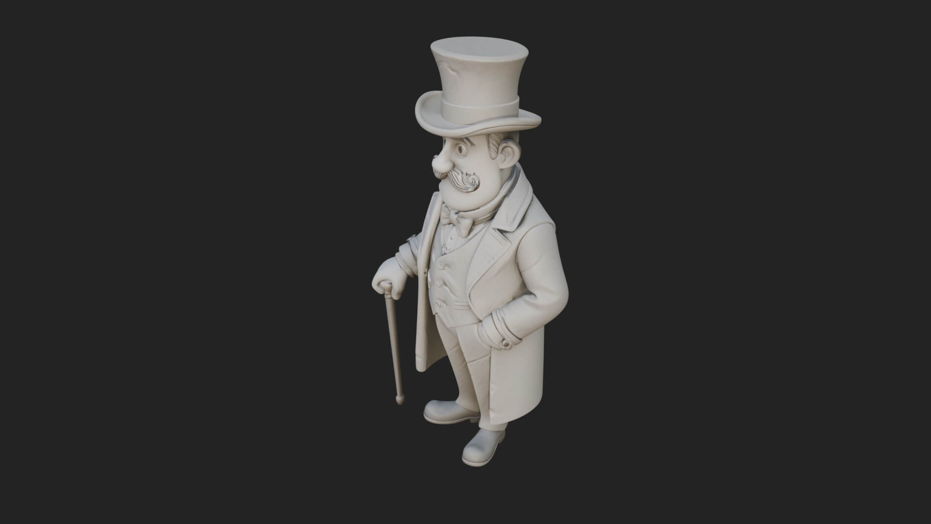 Top Hat Gentleman Statue Design 4 3D Print Model 3D Model