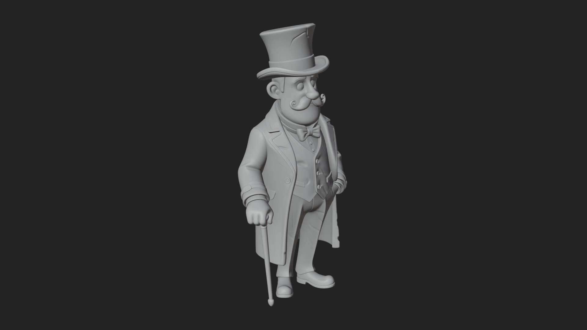 Top Hat Gentleman Statue Design 4 3D Print Model 3D Model