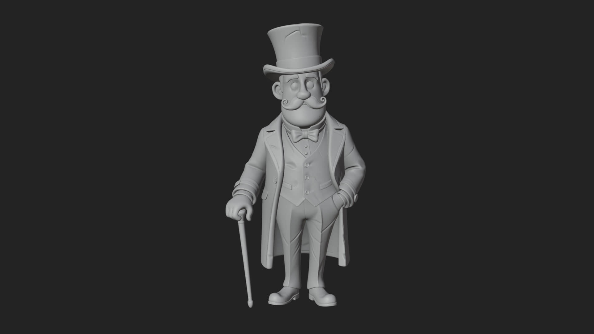Top Hat Gentleman Statue Design 4 3D Print Model 3D Model