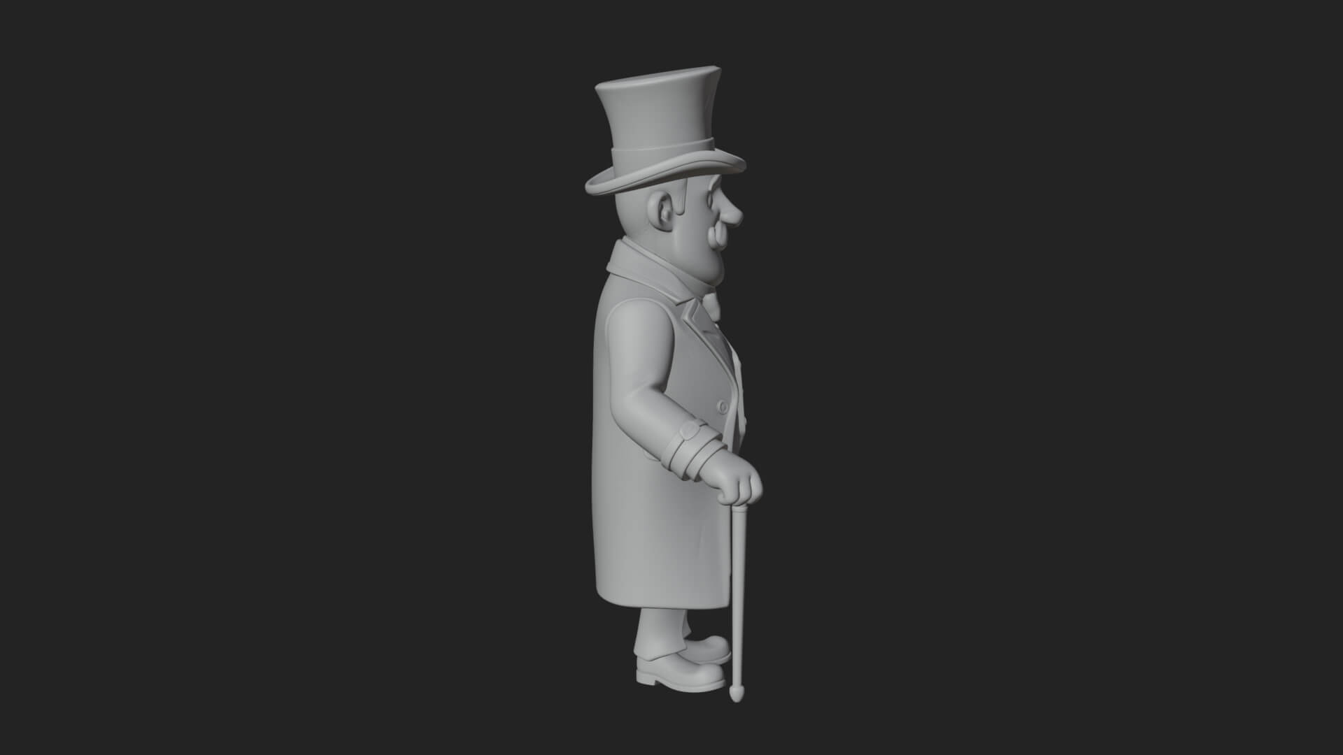 Top Hat Gentleman Statue Design 4 3D Print Model 3D Model