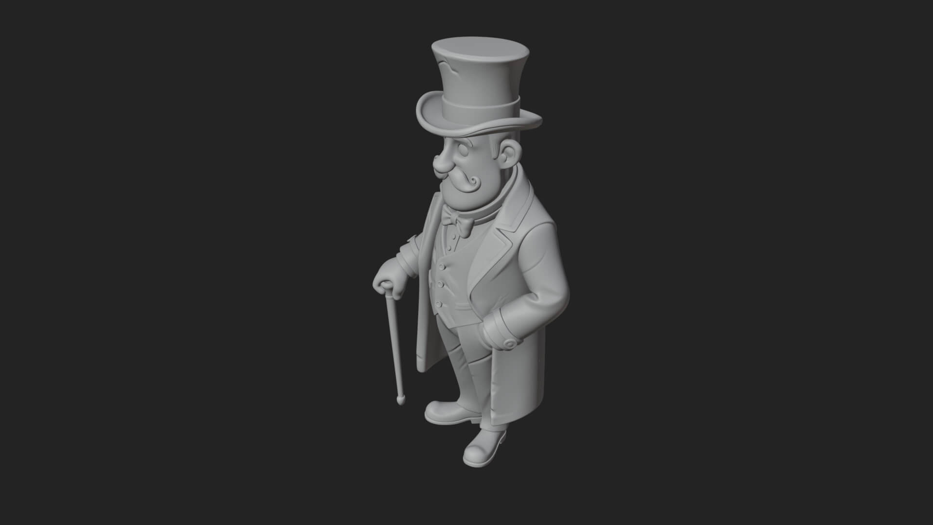 Top Hat Gentleman Statue Design 4 3D Print Model 3D Model
