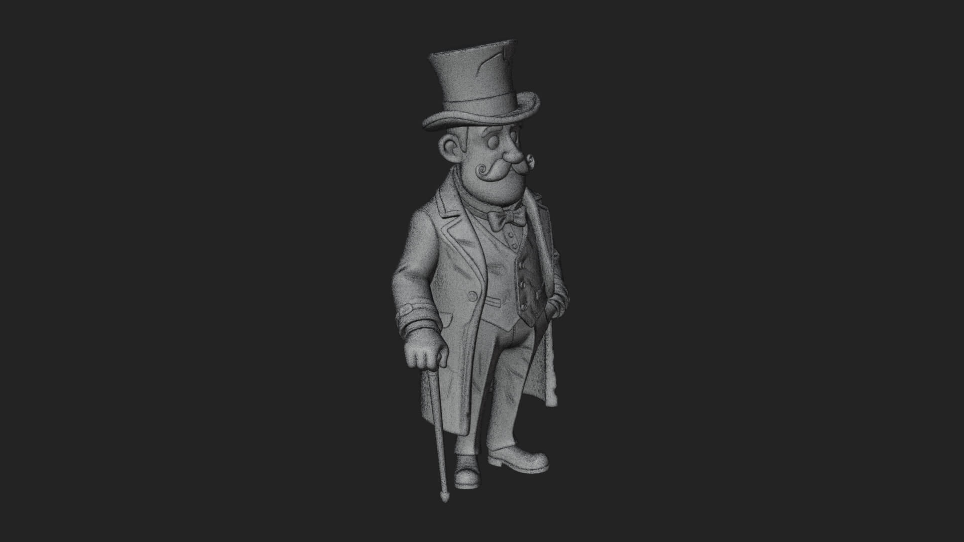 Top Hat Gentleman Statue Design 4 3D Print Model 3D Model