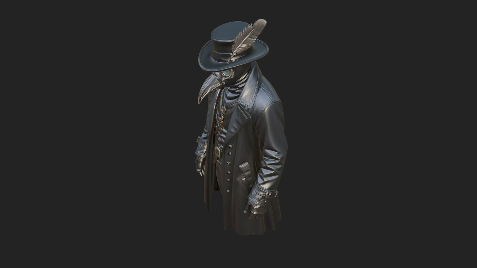 Top Hat Gentleman Statue Design 5 3D Print Model 3D Model