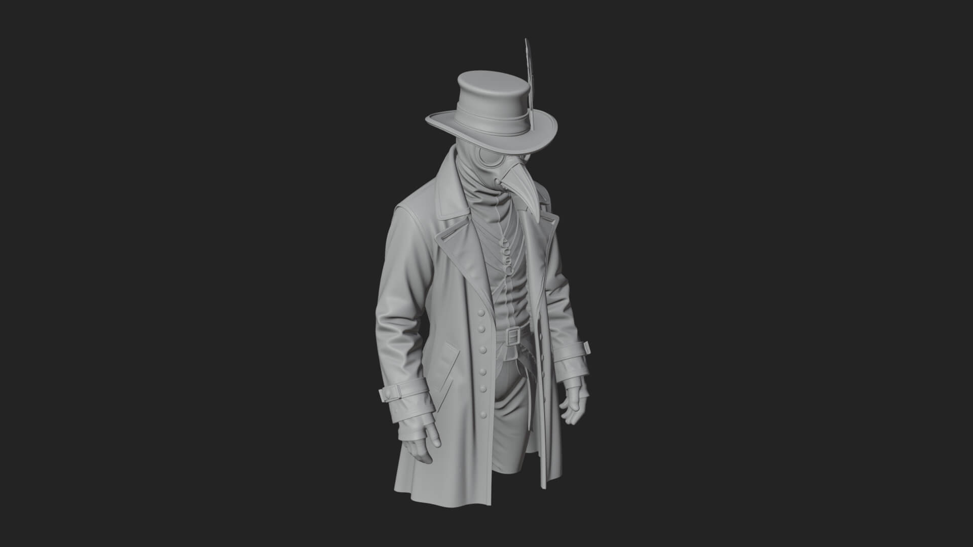 Top Hat Gentleman Statue Design 5 3D Print Model 3D Model