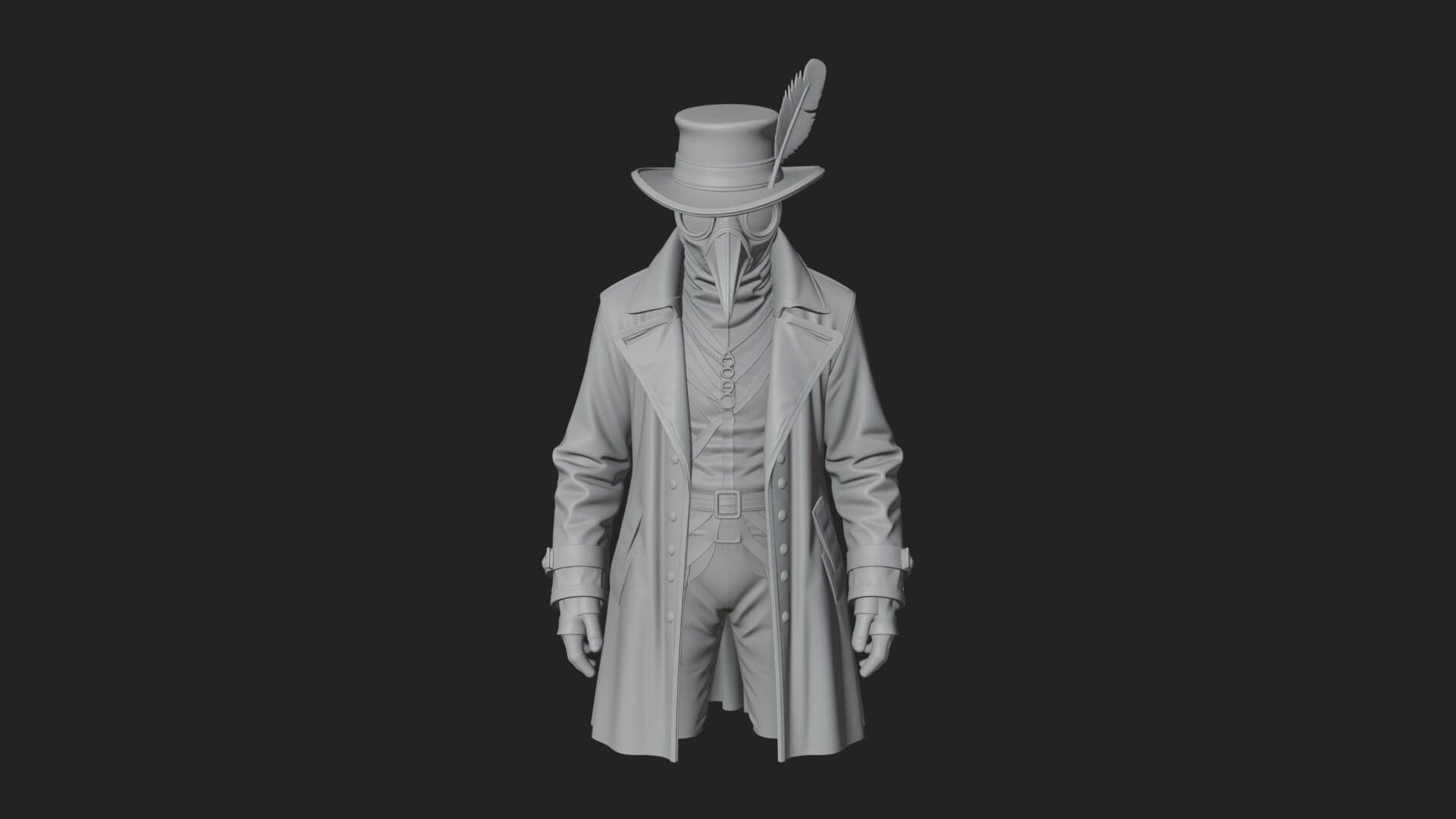 Top Hat Gentleman Statue Design 5 3D Print Model 3D Model