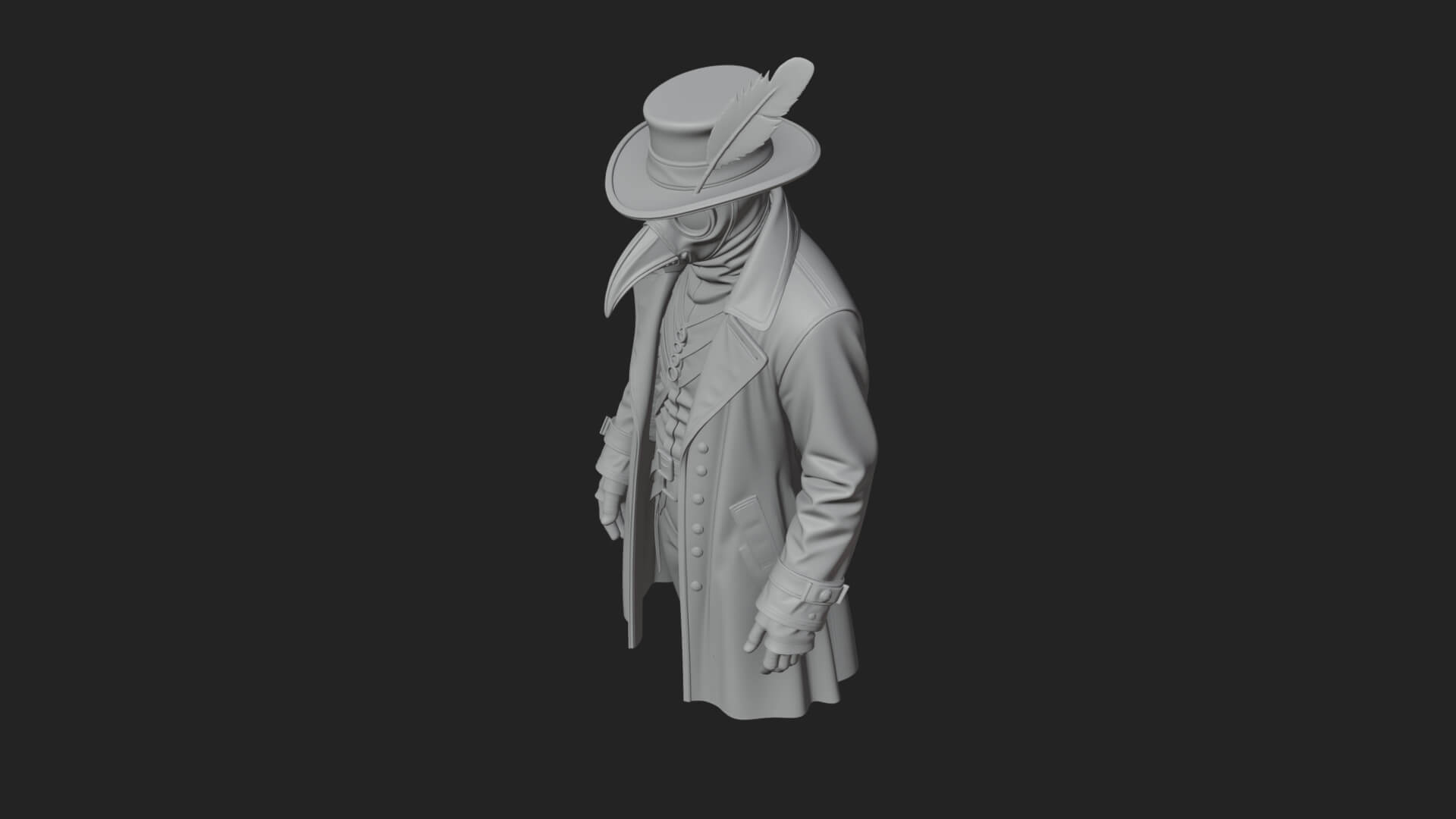 Top Hat Gentleman Statue Design 5 3D Print Model 3D Model