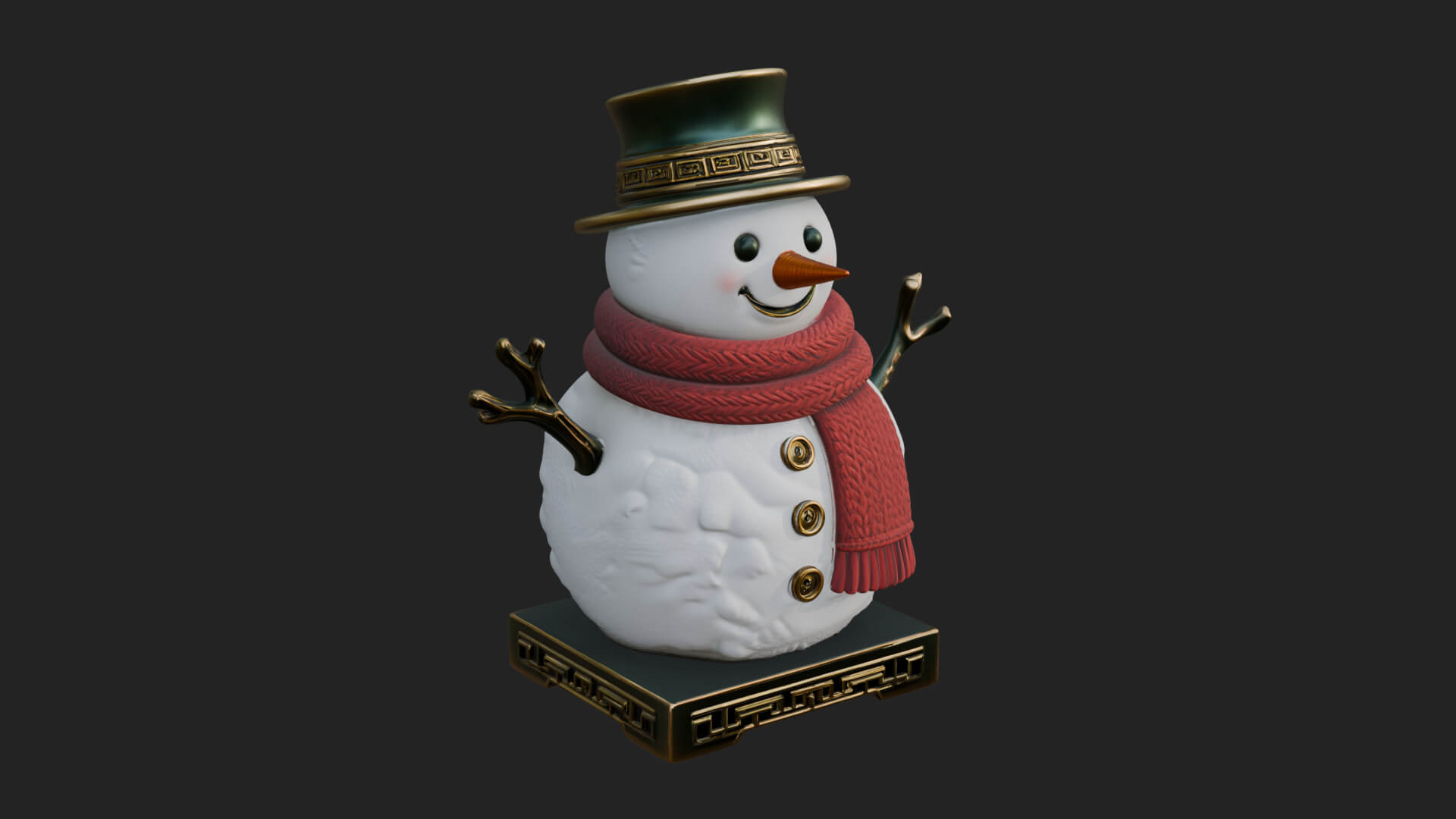 Top Hat Snowman Statue Design 1 3D Print Model 3D Model
