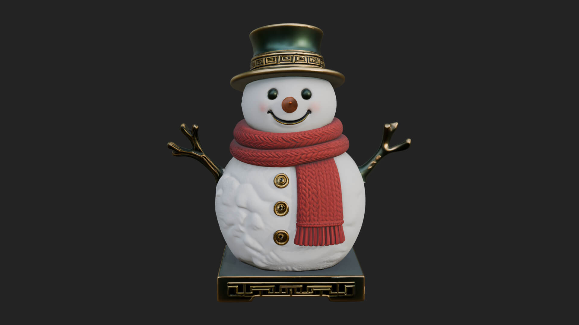 Top Hat Snowman Statue Design 1 3D Print Model 3D Model