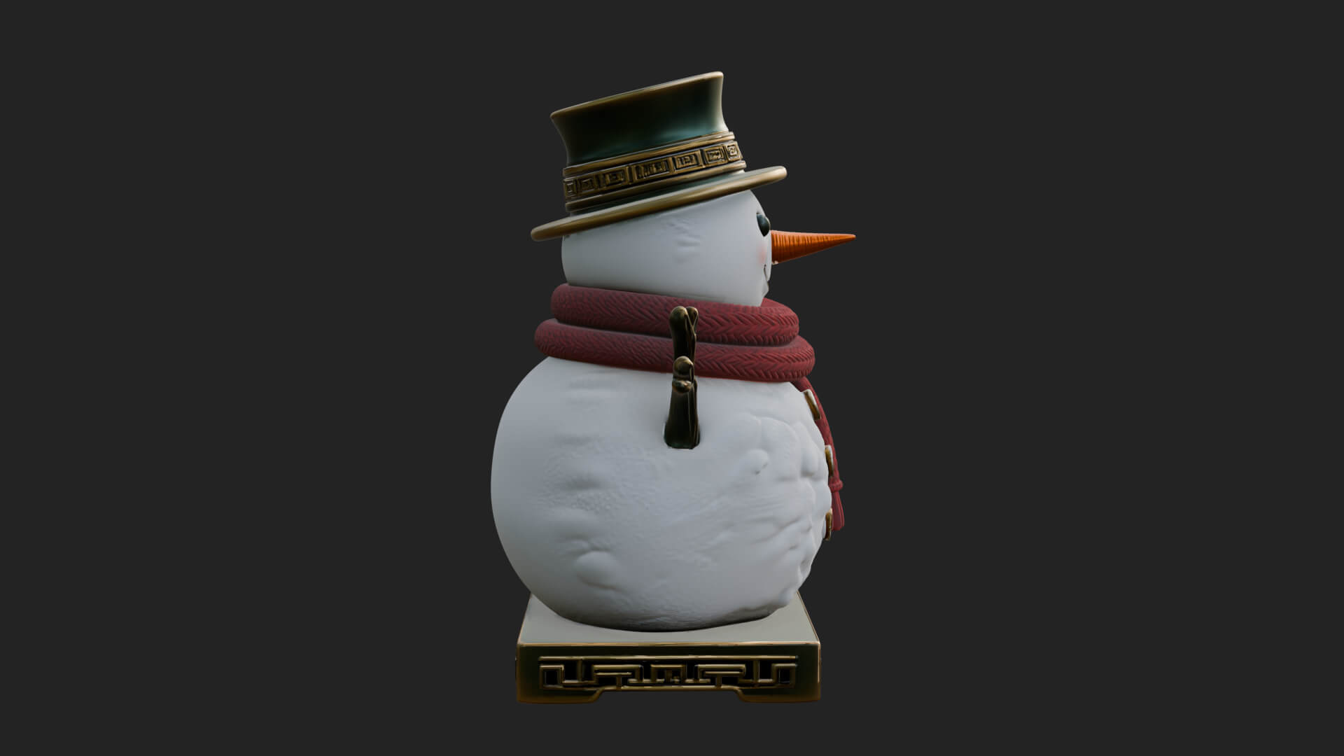 Top Hat Snowman Statue Design 1 3D Print Model 3D Model