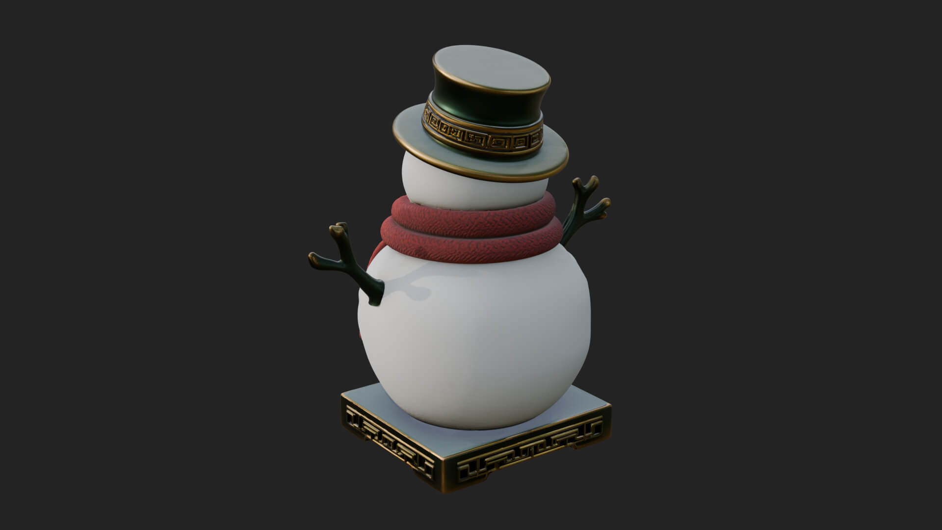 Top Hat Snowman Statue Design 1 3D Print Model 3D Model
