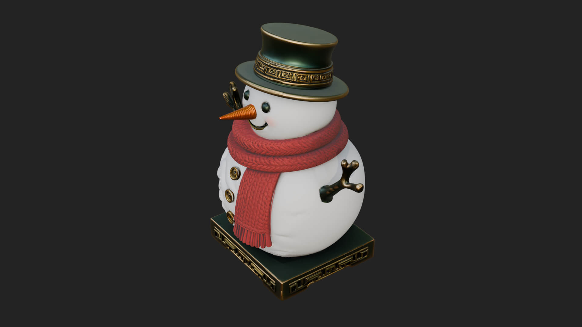 Top Hat Snowman Statue Design 1 3D Print Model 3D Model