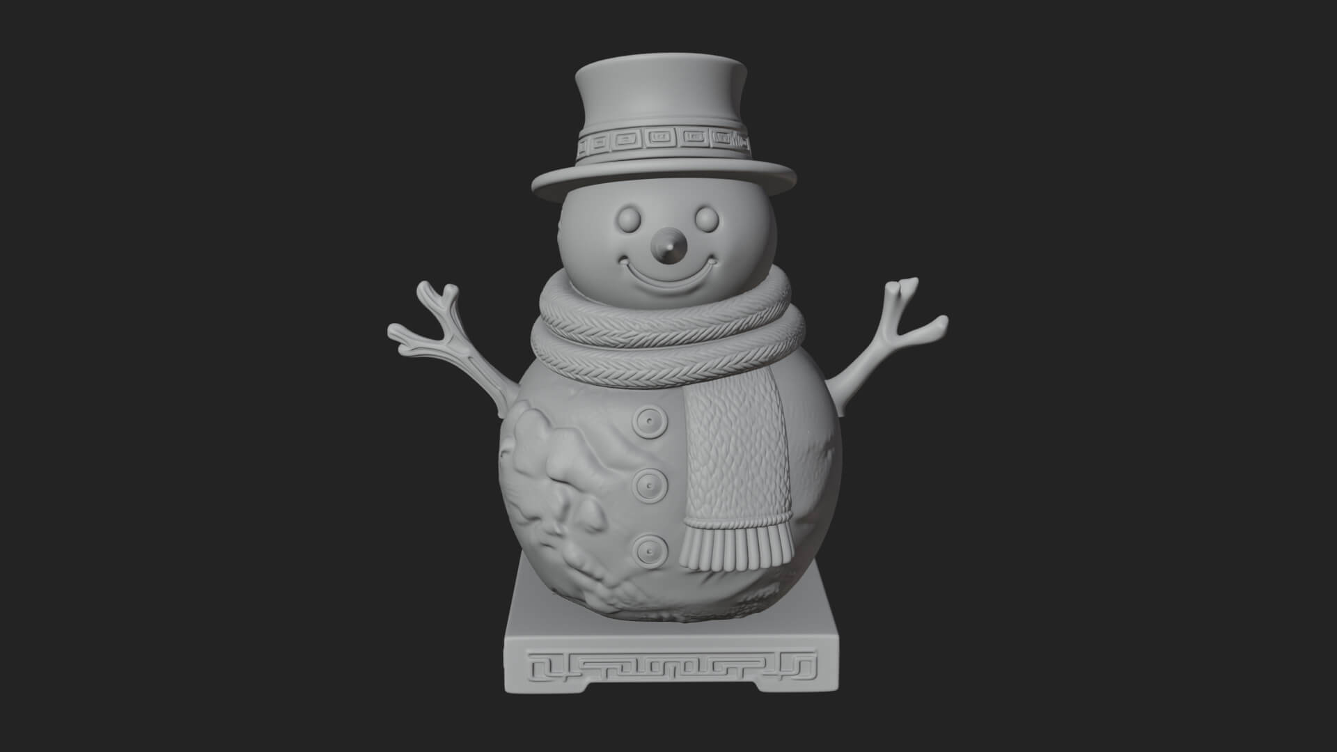 Top Hat Snowman Statue Design 1 3D Print Model 3D Model