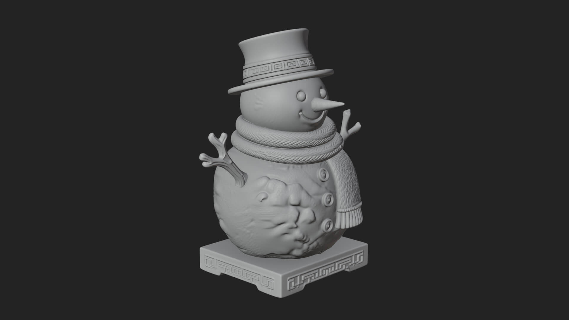 Top Hat Snowman Statue Design 1 3D Print Model 3D Model