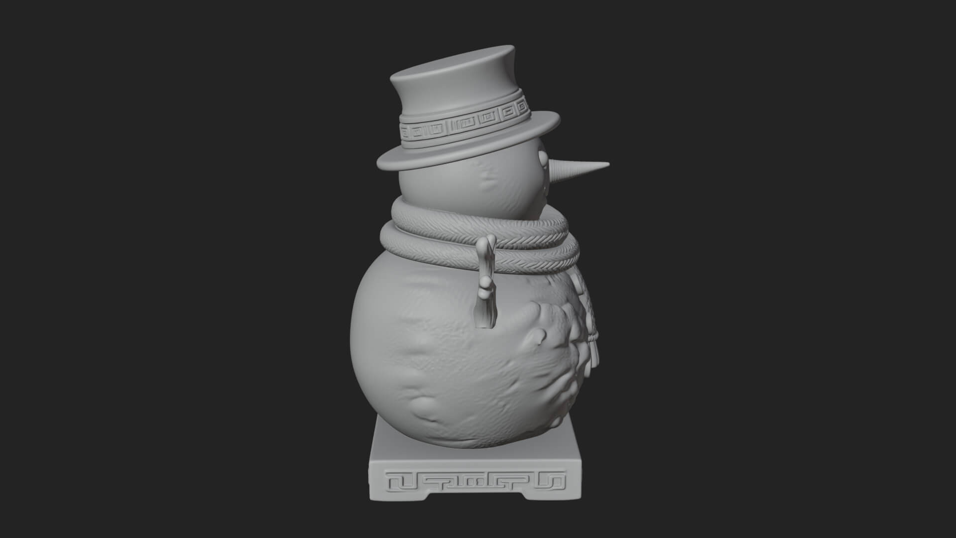 Top Hat Snowman Statue Design 1 3D Print Model 3D Model