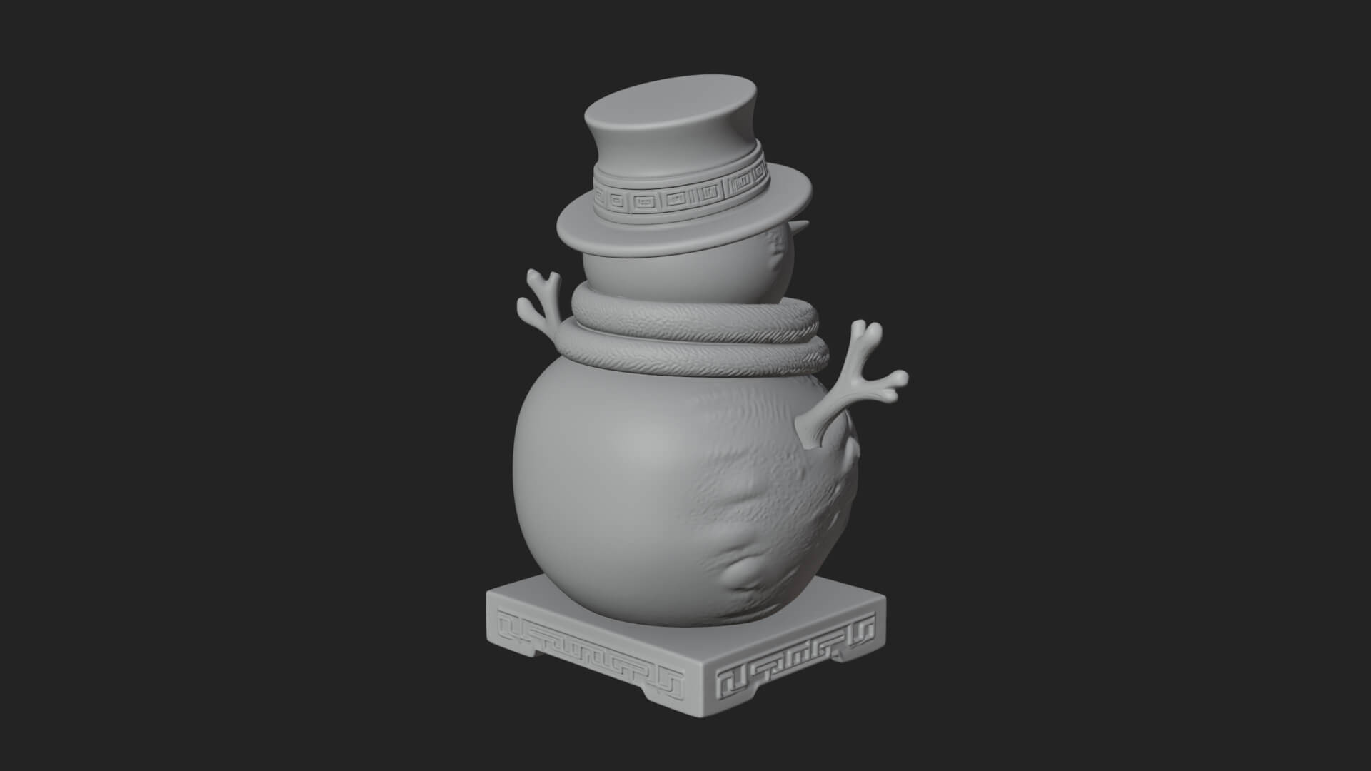 Top Hat Snowman Statue Design 1 3D Print Model 3D Model