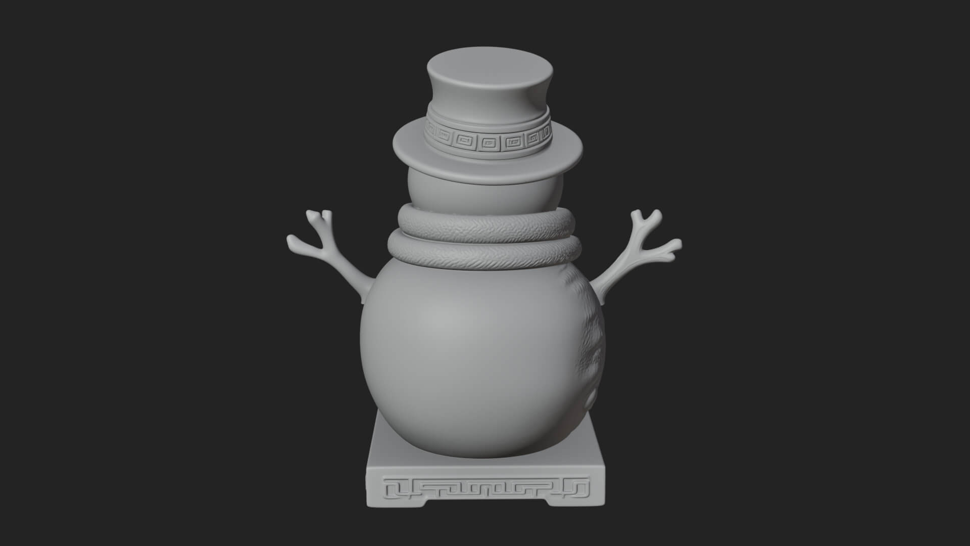 Top Hat Snowman Statue Design 1 3D Print Model 3D Model
