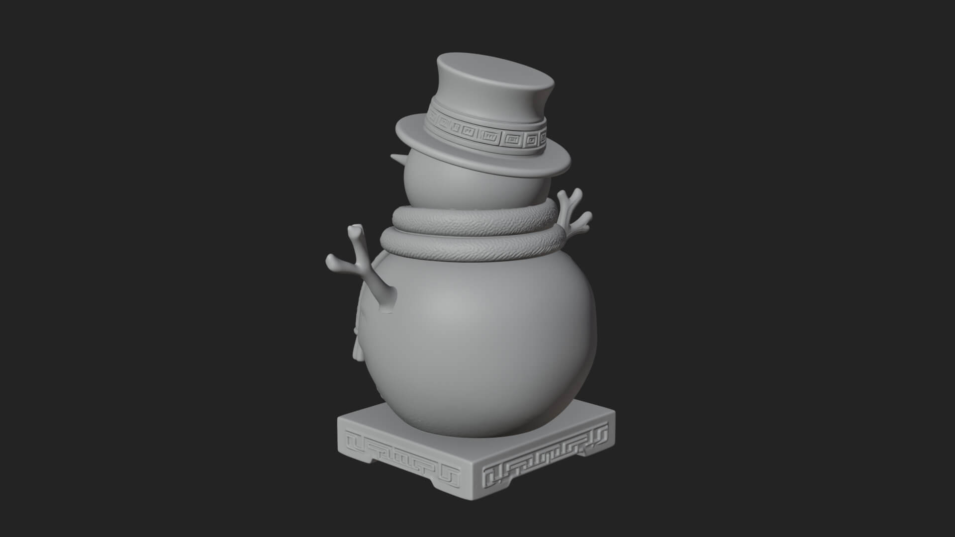Top Hat Snowman Statue Design 1 3D Print Model 3D Model