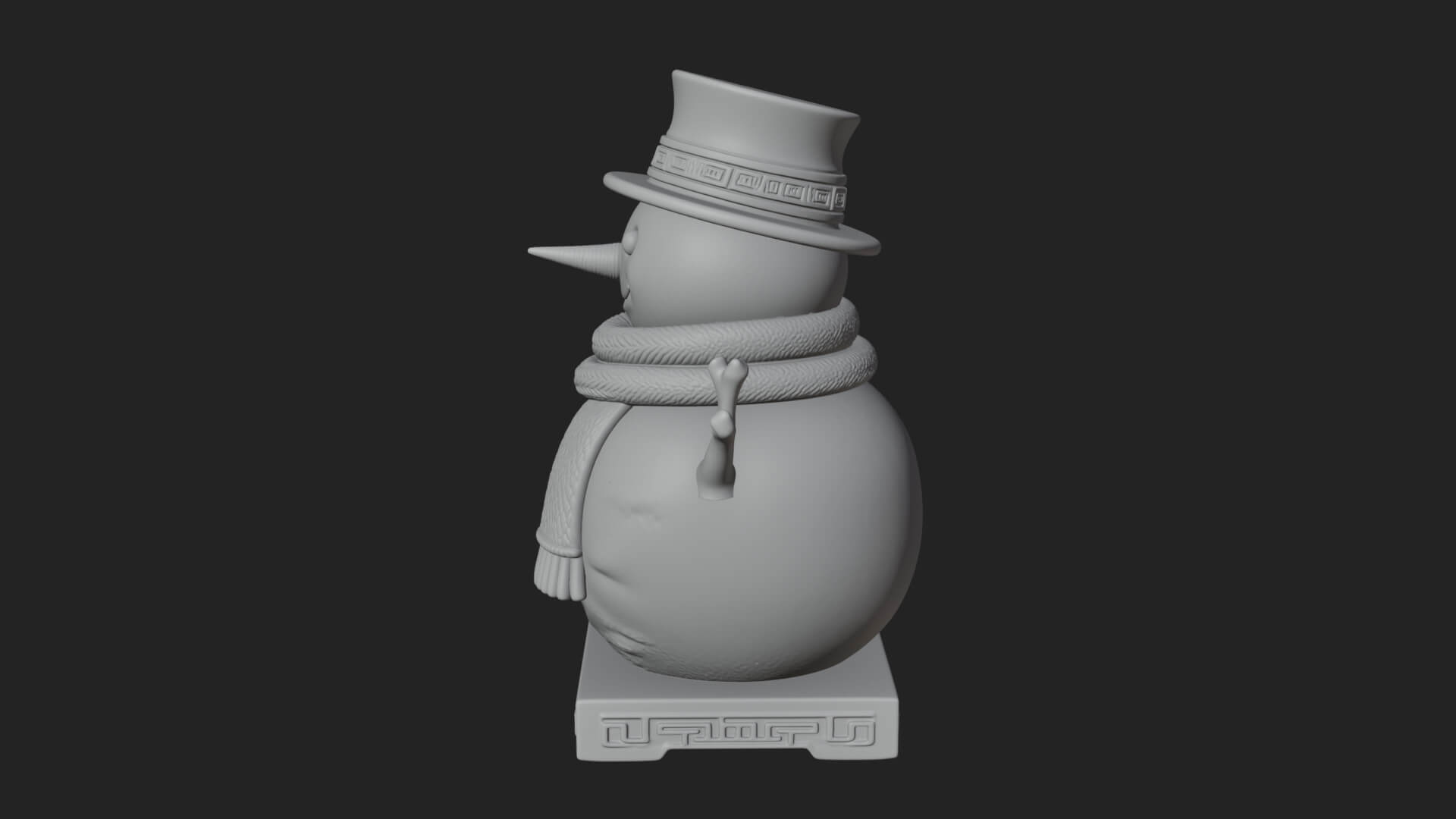 Top Hat Snowman Statue Design 1 3D Print Model 3D Model