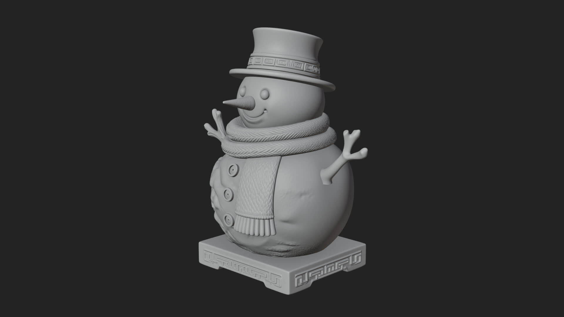 Top Hat Snowman Statue Design 1 3D Print Model 3D Model