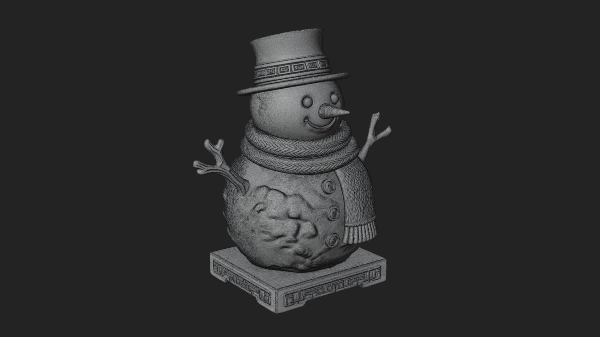 Top Hat Snowman Statue Design 1 3D Print Model 3D Model