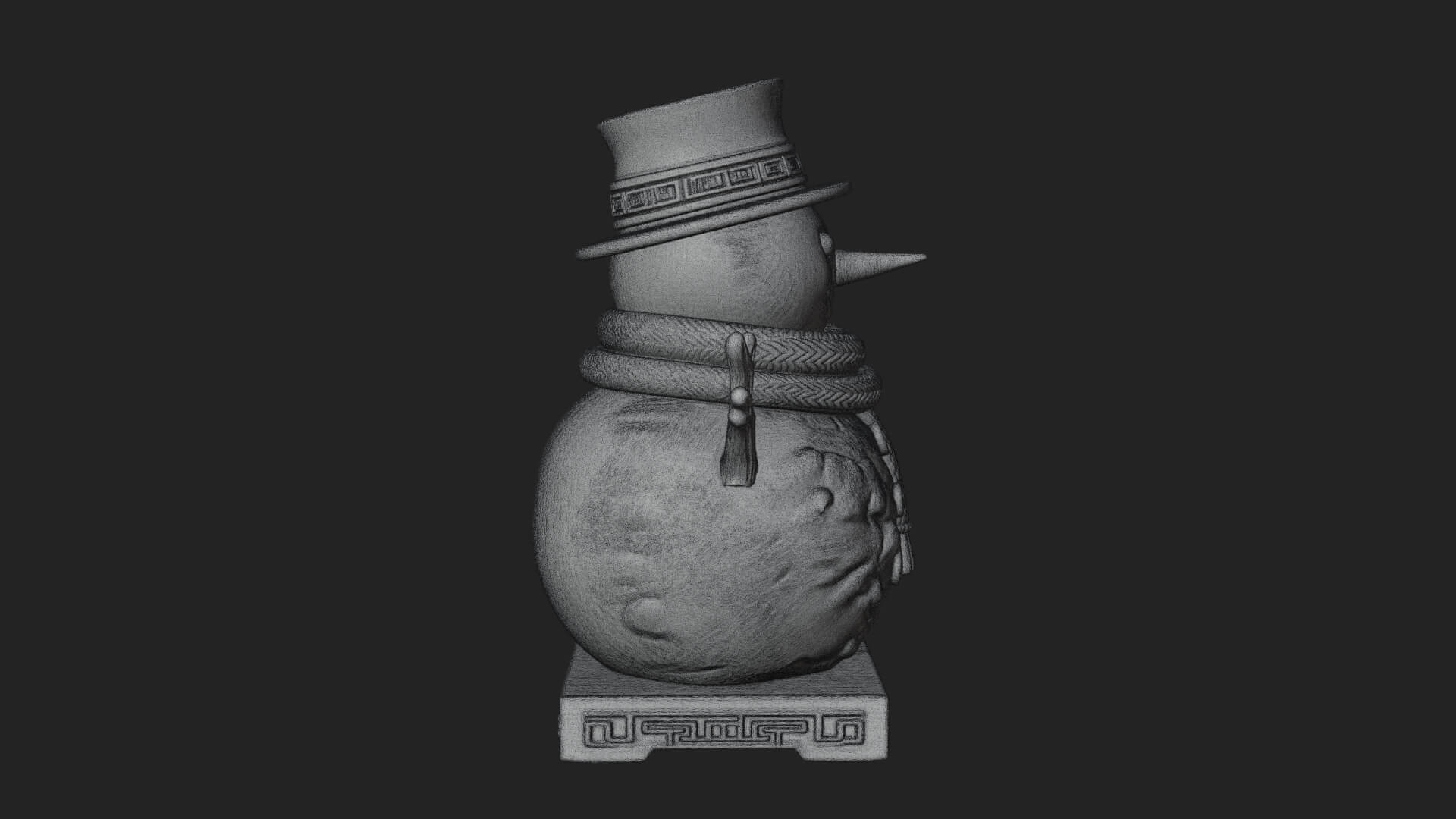 Top Hat Snowman Statue Design 1 3D Print Model 3D Model