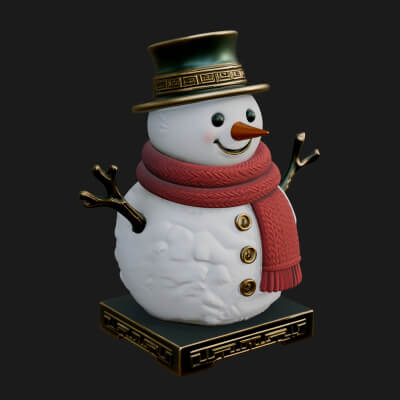 Top Hat Snowman Statue Design 1 3D Print Model