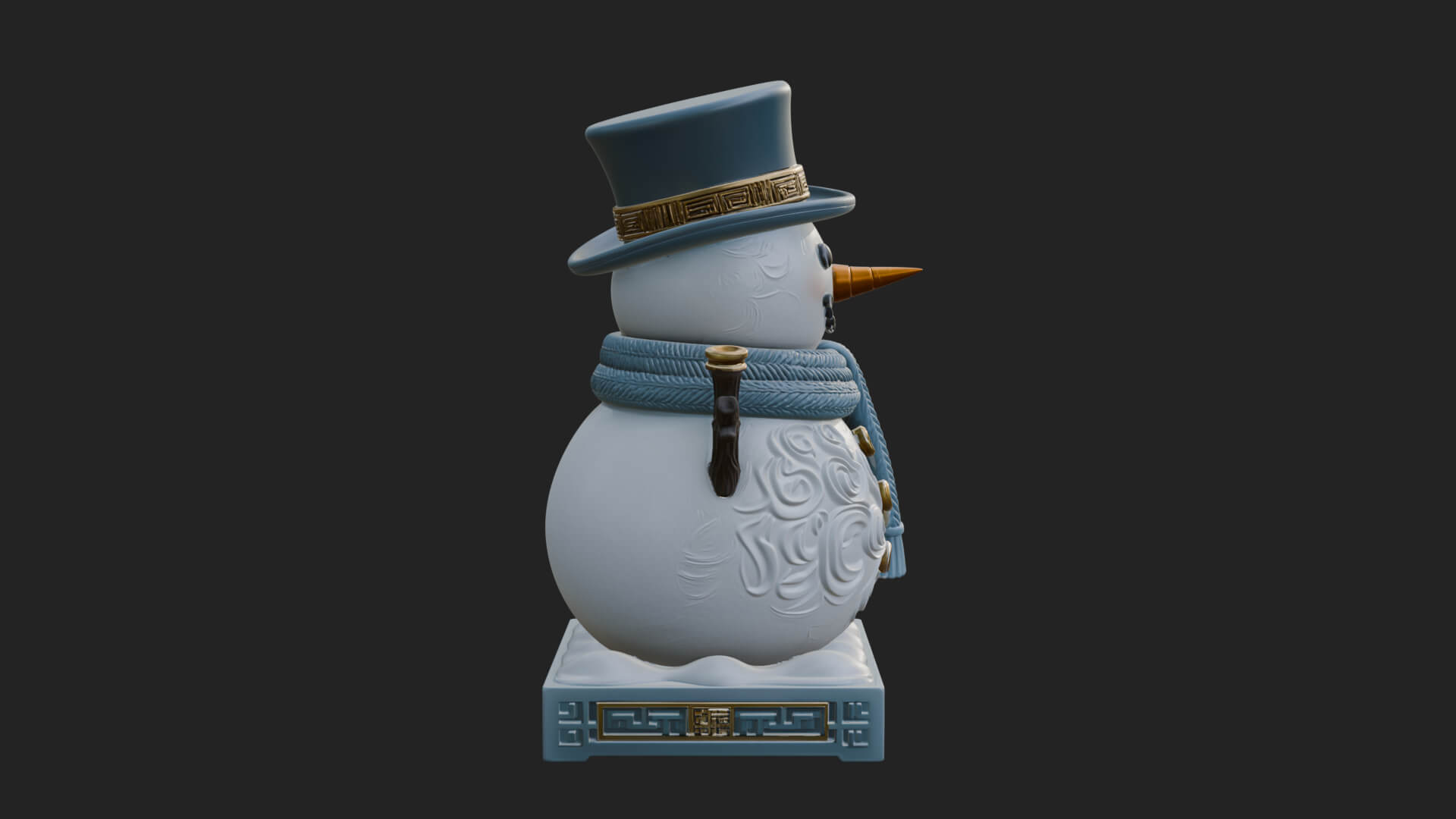 Top Hat Snowman Statue Design 2 3D Print Model 3D Model