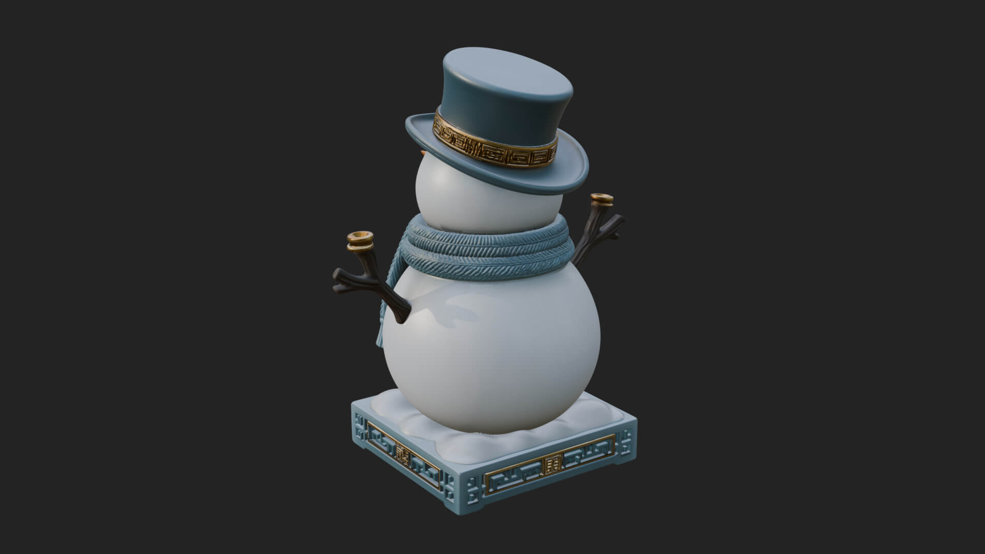 Top Hat Snowman Statue Design 2 3D Print Model 3D Model