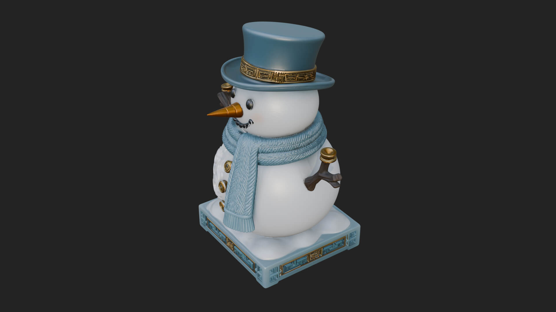 Top Hat Snowman Statue Design 2 3D Print Model 3D Model