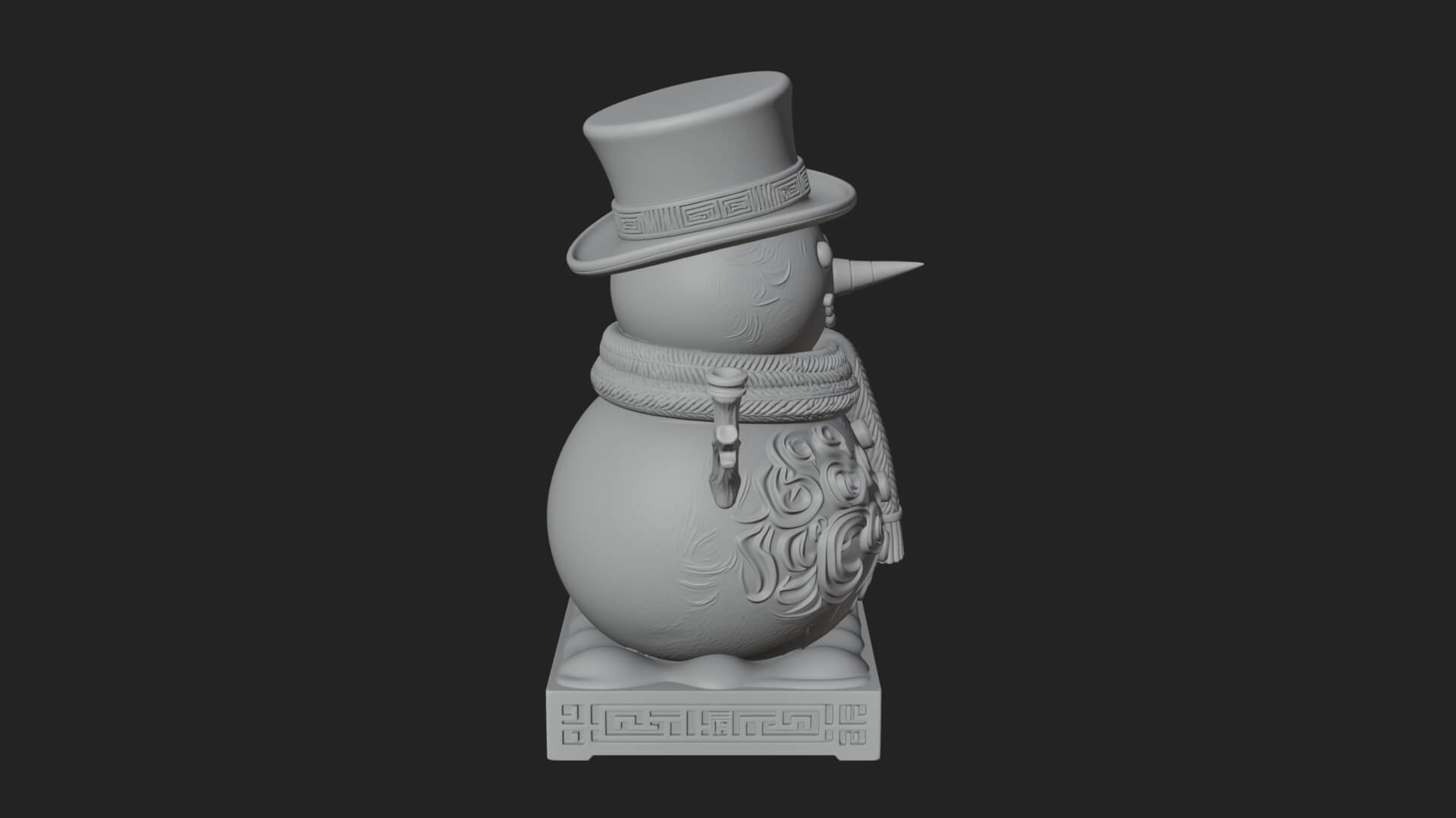 Top Hat Snowman Statue Design 2 3D Print Model 3D Model