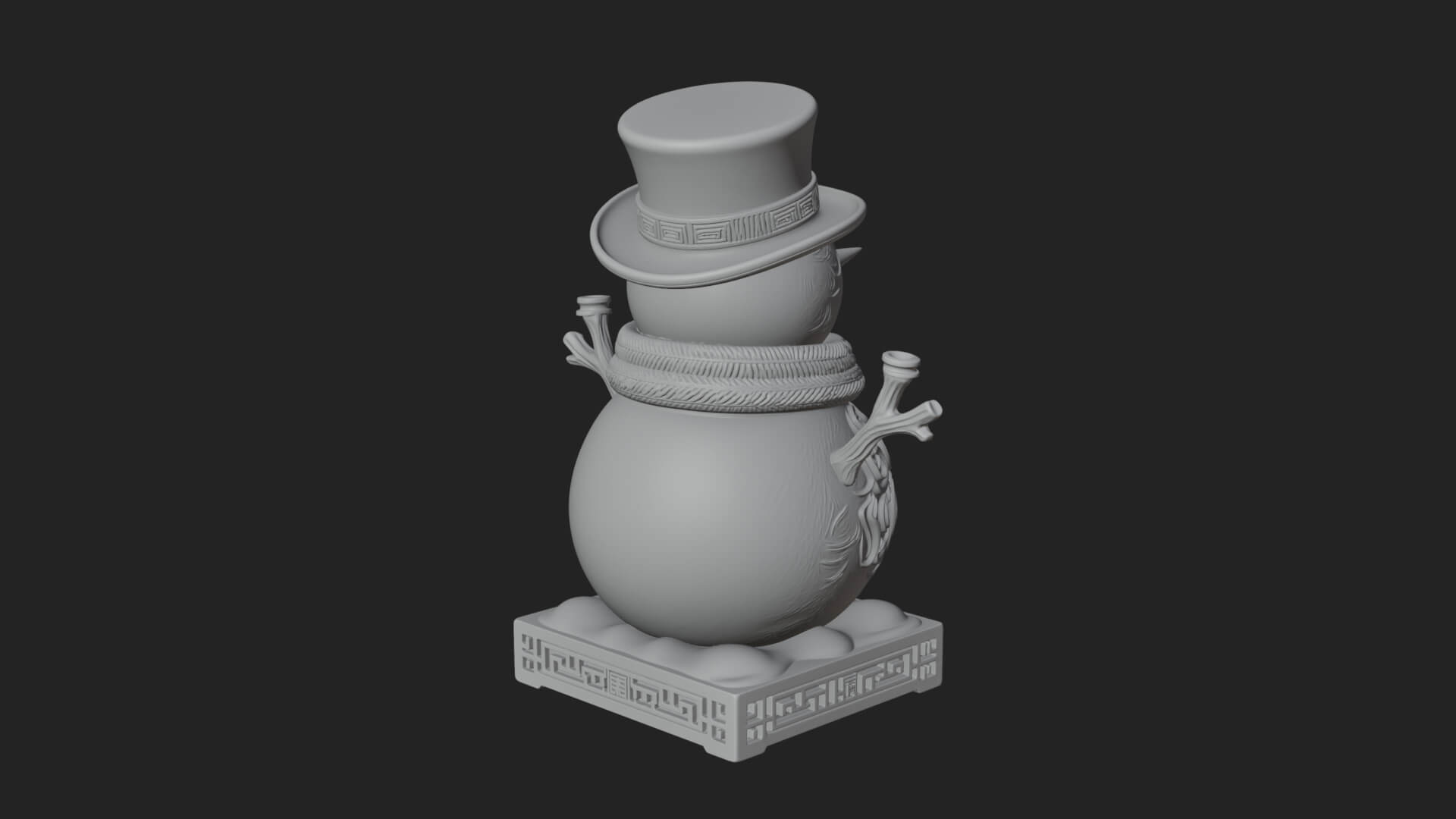Top Hat Snowman Statue Design 2 3D Print Model 3D Model