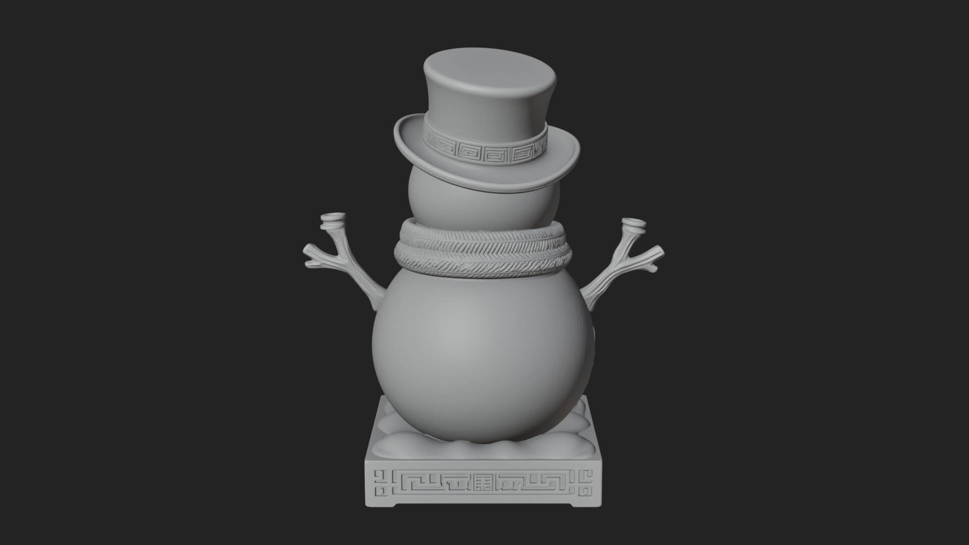 Top Hat Snowman Statue Design 2 3D Print Model 3D Model