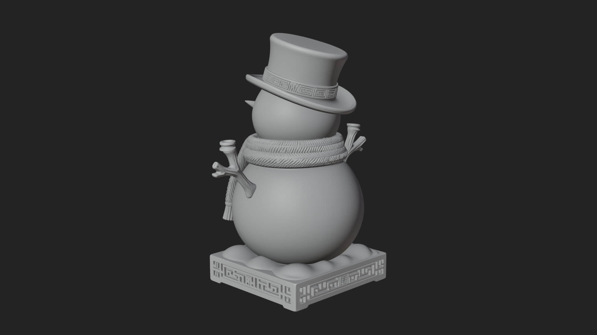 Top Hat Snowman Statue Design 2 3D Print Model 3D Model