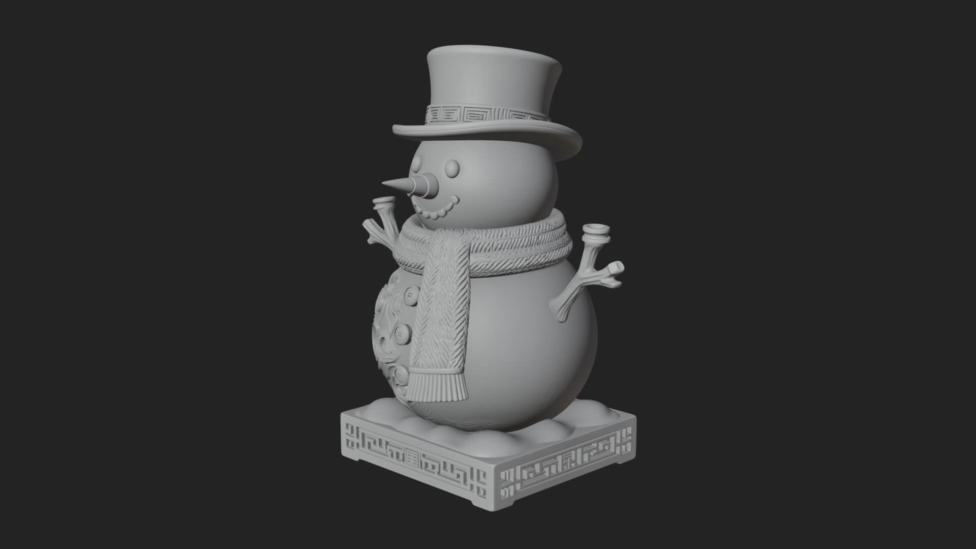 Top Hat Snowman Statue Design 2 3D Print Model 3D Model