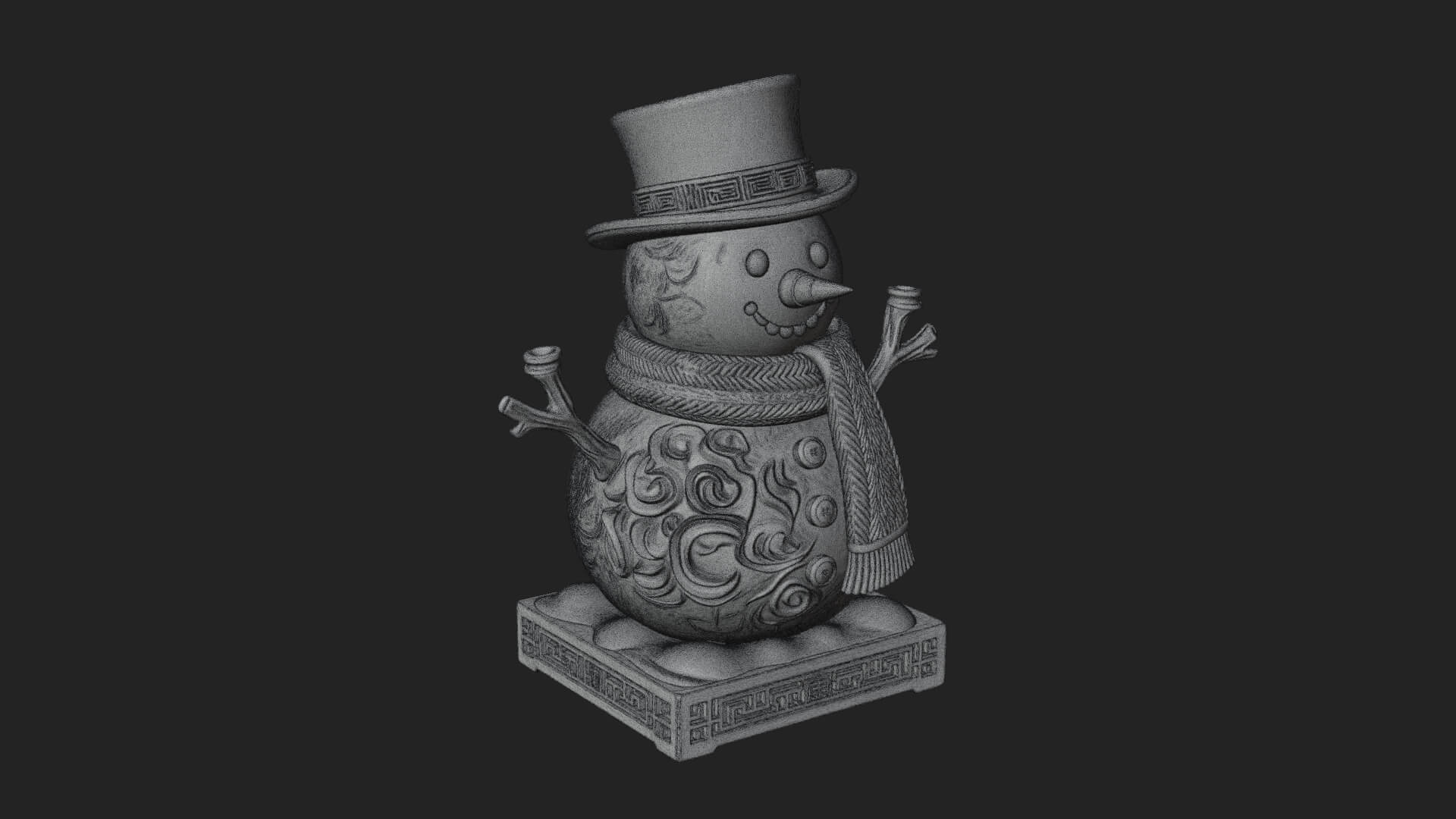 Top Hat Snowman Statue Design 2 3D Print Model 3D Model