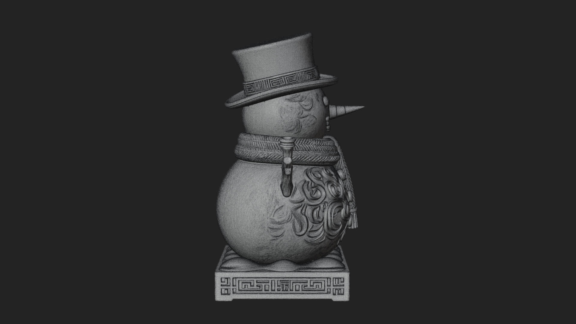 Top Hat Snowman Statue Design 2 3D Print Model 3D Model