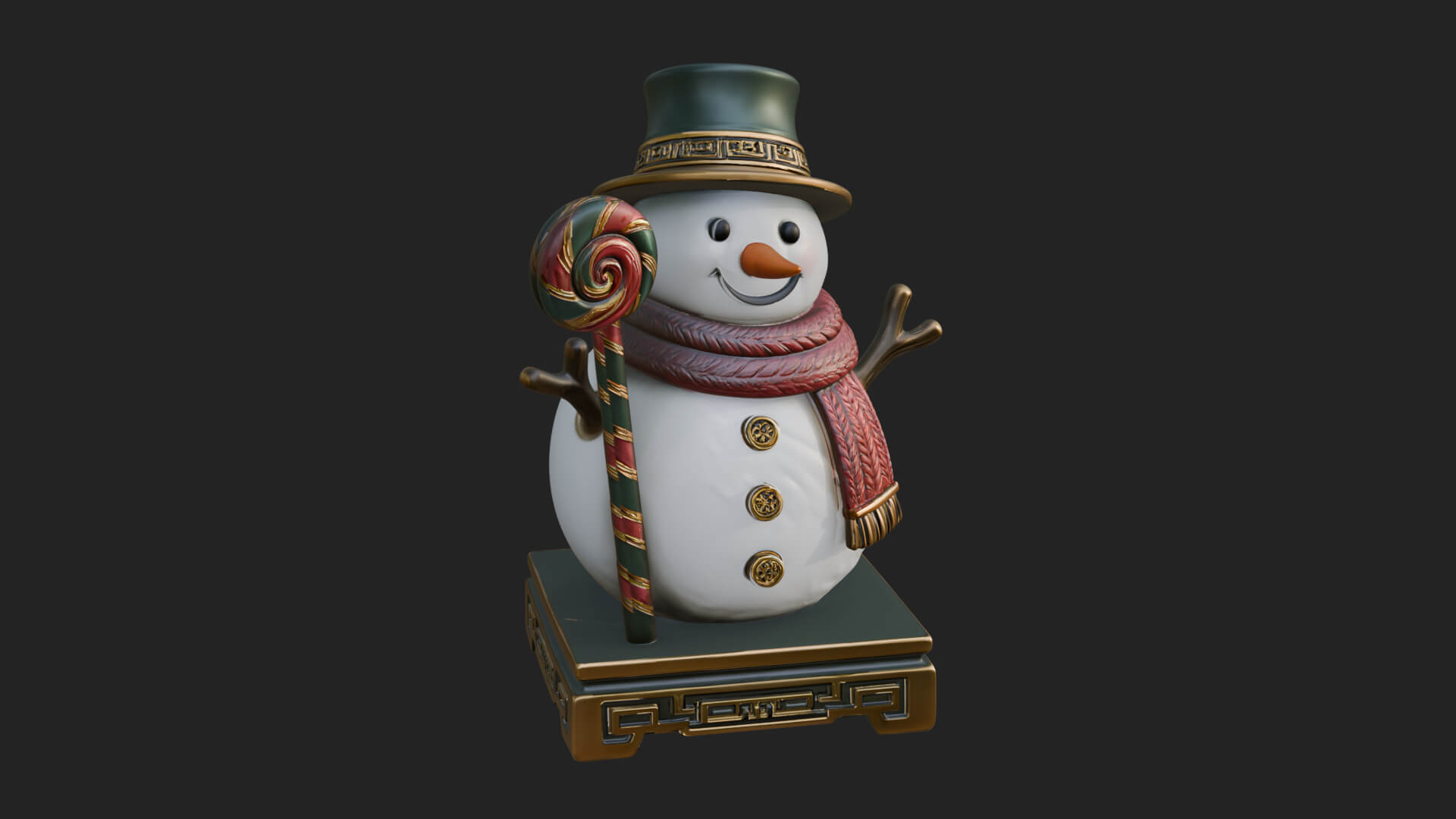Top Hat Snowman Statue Design 3 3D Print Model 3D Model