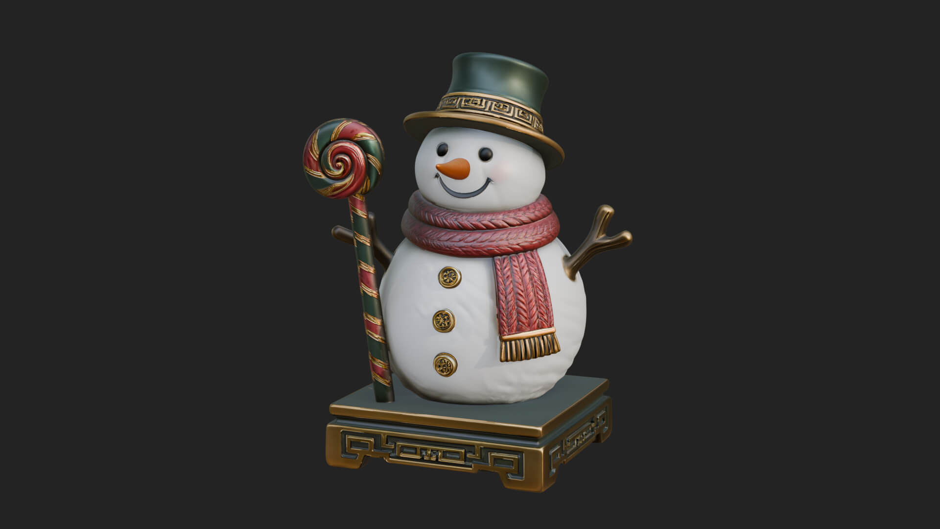 Top Hat Snowman Statue Design 3 3D Print Model 3D Model