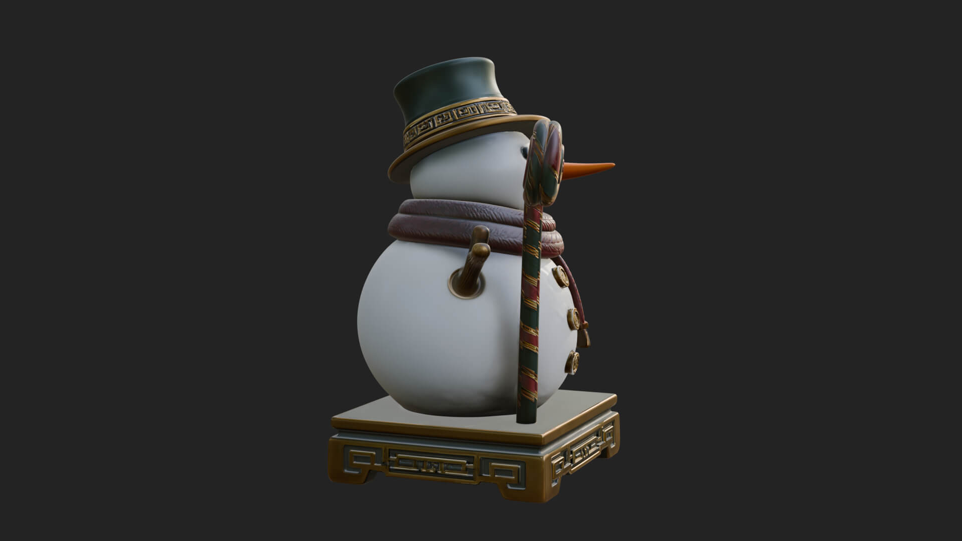 Top Hat Snowman Statue Design 3 3D Print Model 3D Model