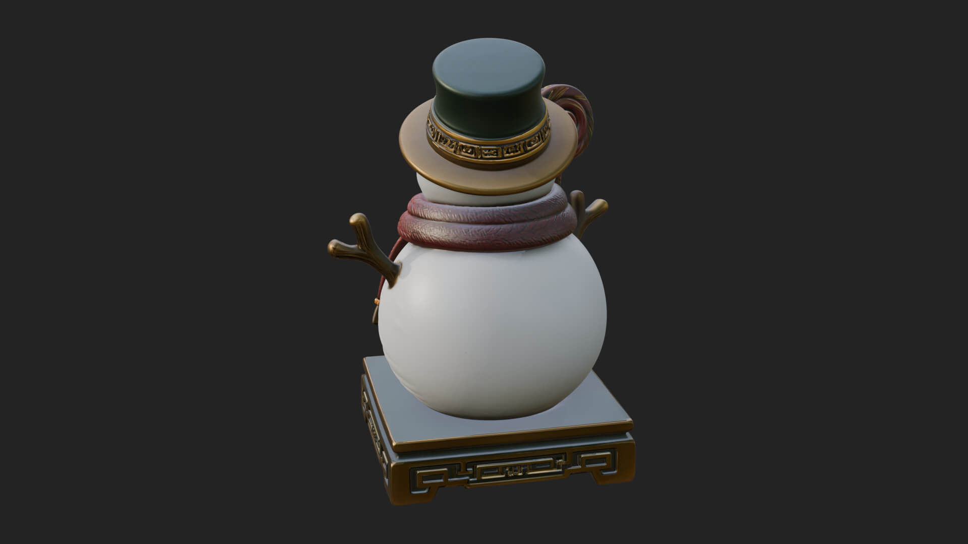 Top Hat Snowman Statue Design 3 3D Print Model 3D Model