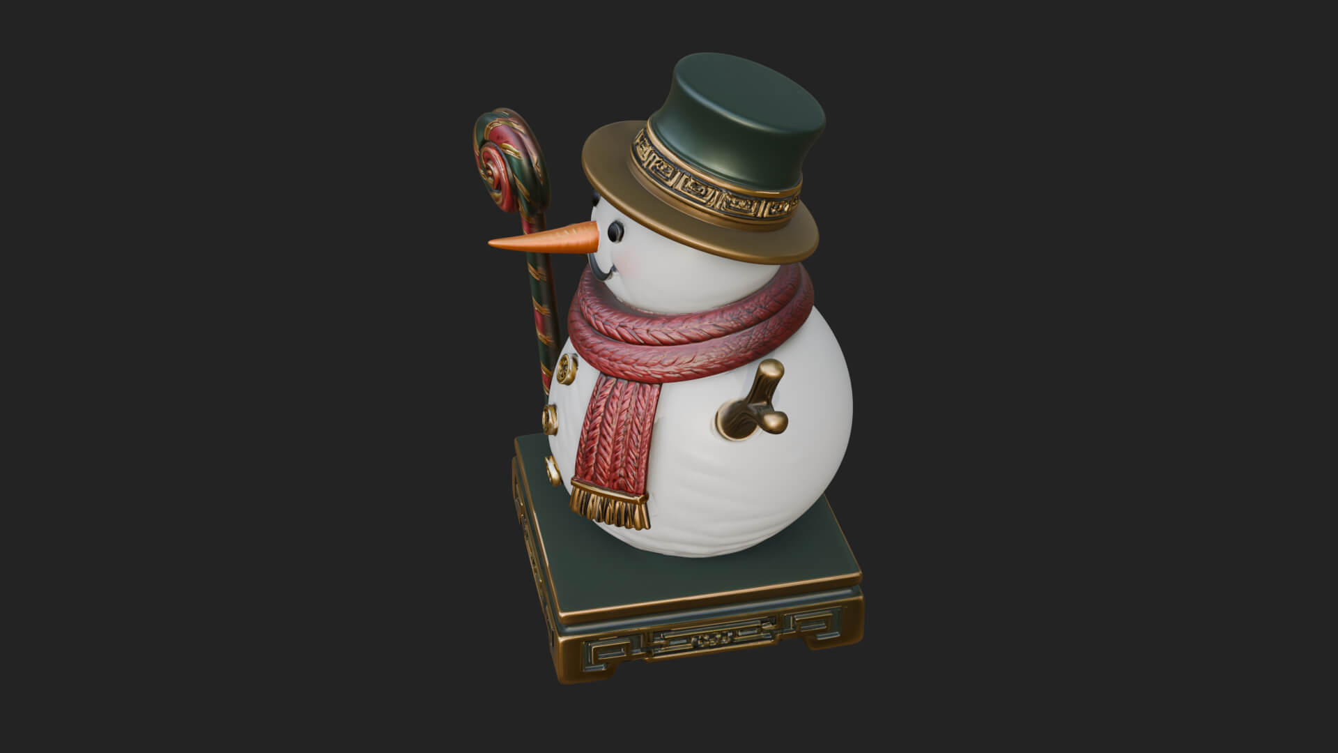 Top Hat Snowman Statue Design 3 3D Print Model 3D Model