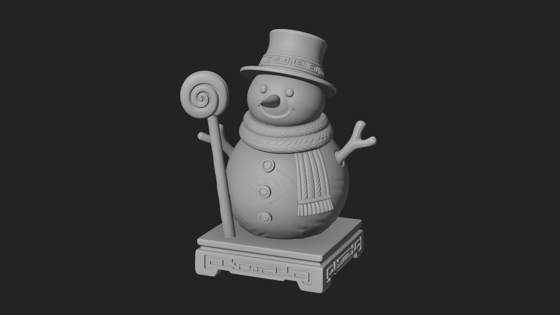Top Hat Snowman Statue Design 3 3D Print Model 3D Model