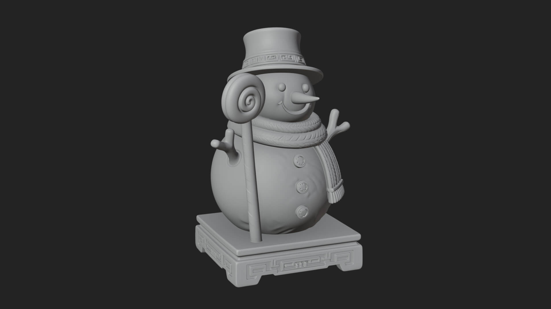 Top Hat Snowman Statue Design 3 3D Print Model 3D Model