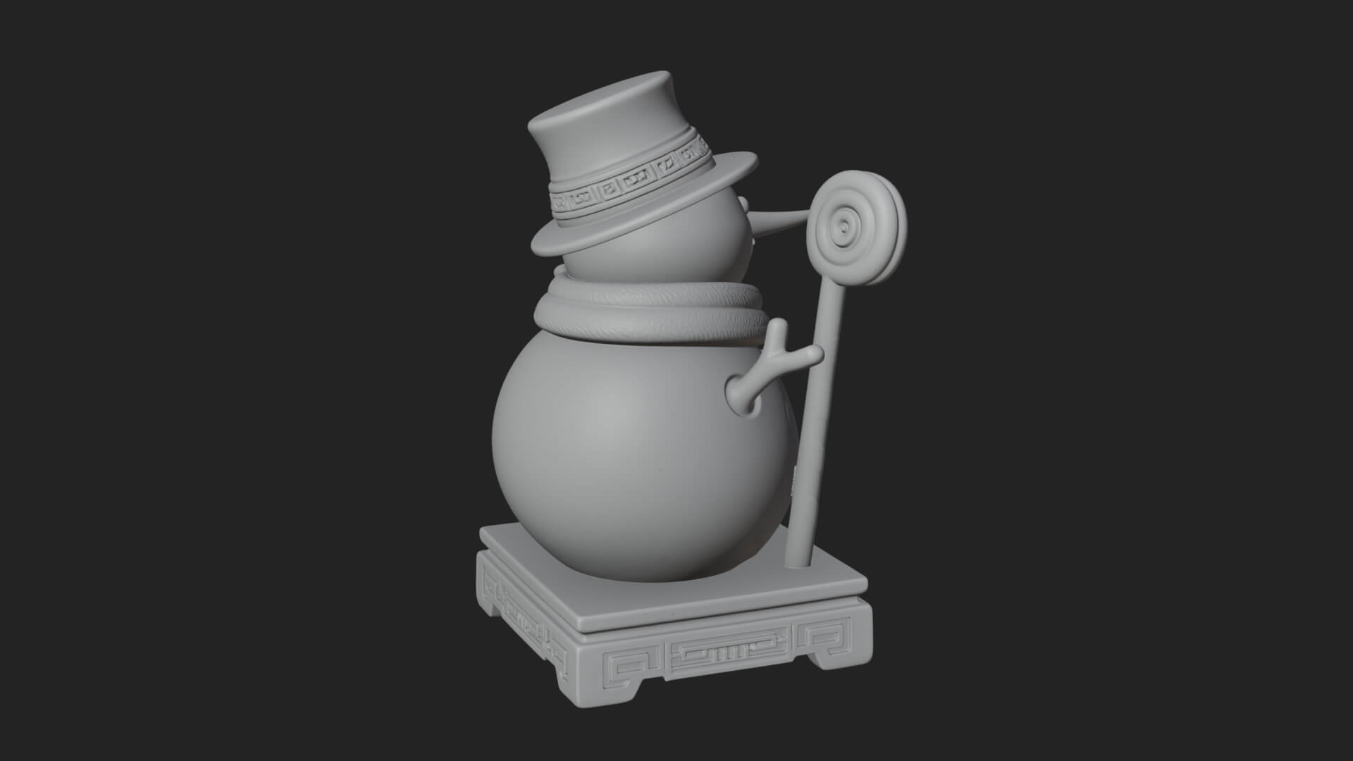 Top Hat Snowman Statue Design 3 3D Print Model 3D Model