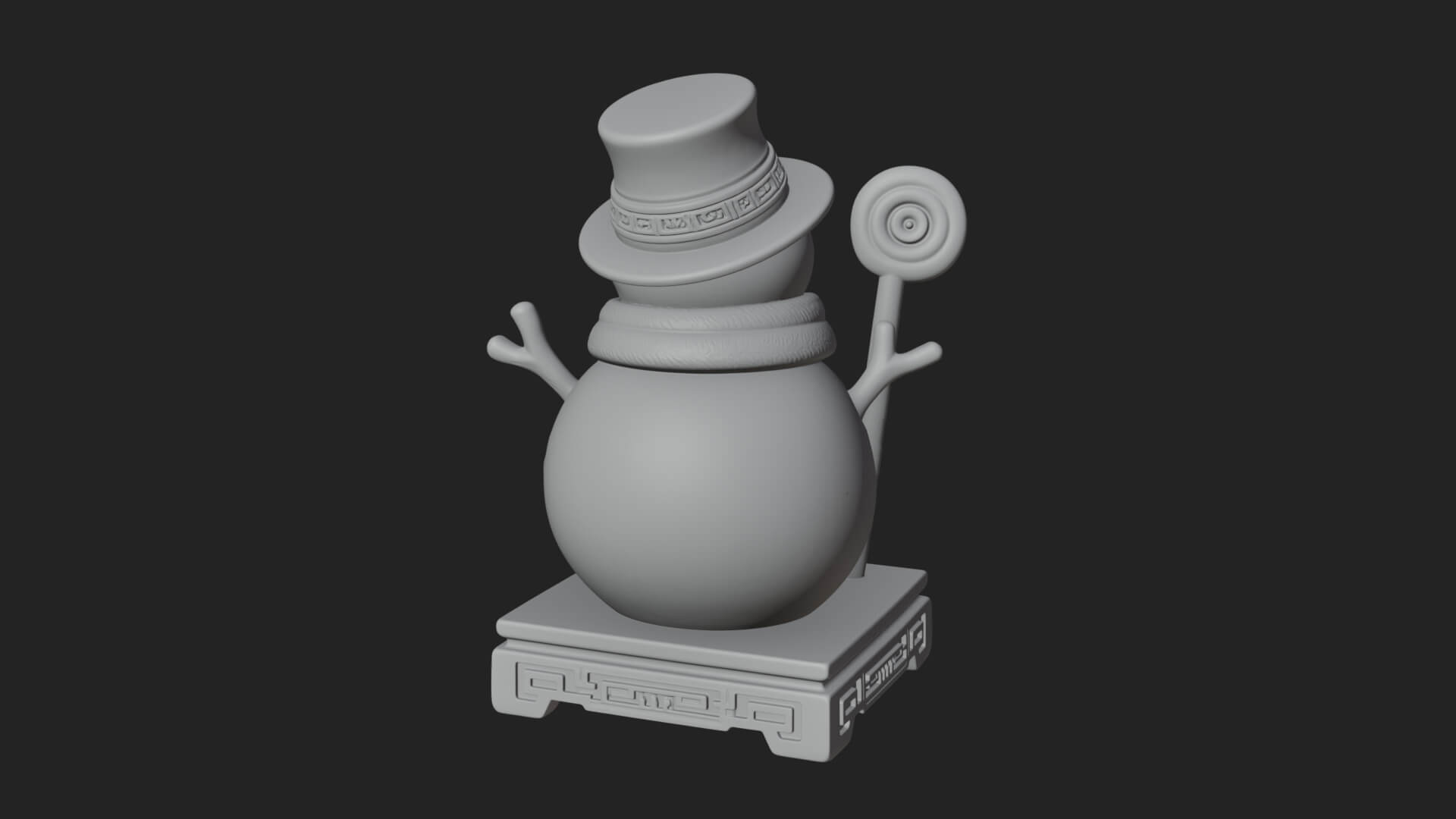 Top Hat Snowman Statue Design 3 3D Print Model 3D Model